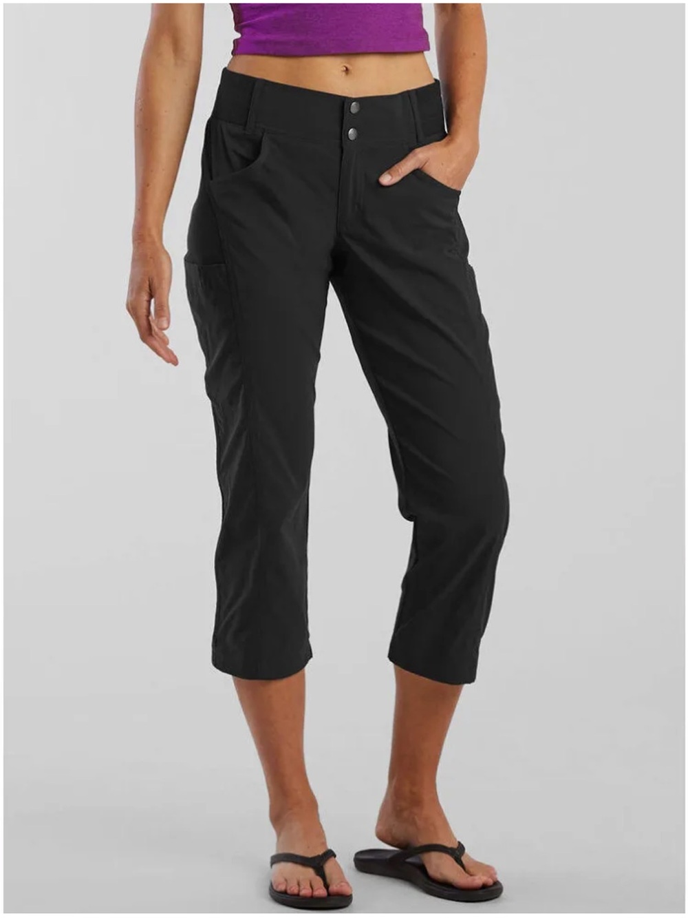 Title Nine | Women’s Black Cropped Recycled Clamber 2.0 Hiking Capri Pants Sz 14